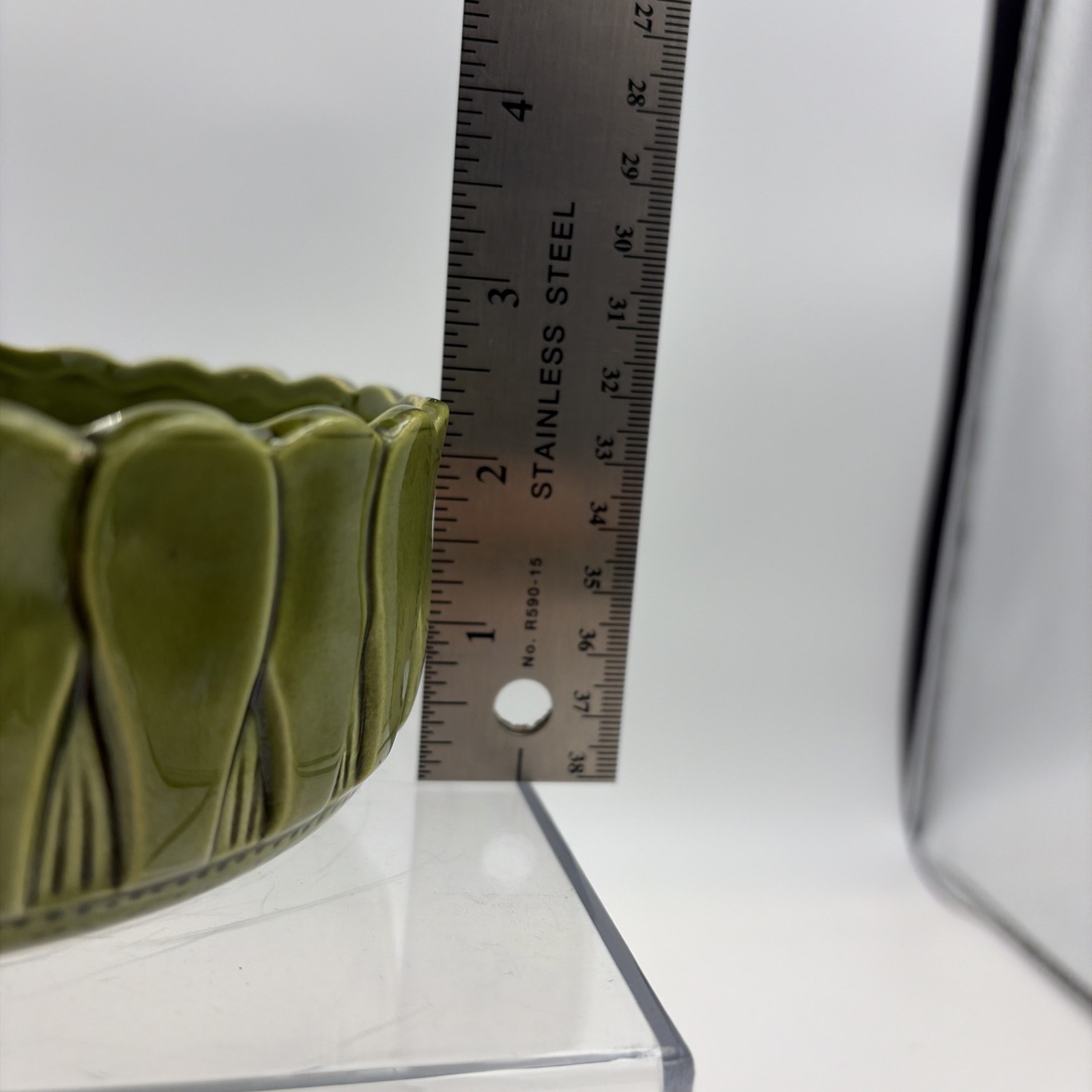 Decorative Olive Green Bowl Made In Japan. 5 1/2 Inches Wide By 2 1/2 Tall.