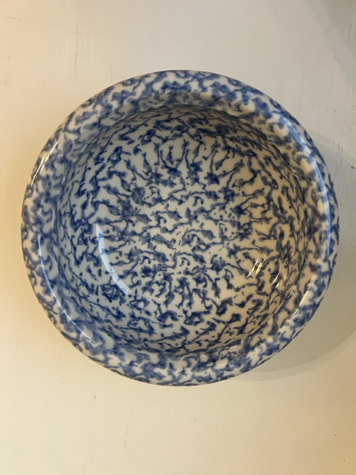 4 Workshops of Gerald E. Henn Blue Spongeware 6 1/2 inch Cereal Bowls
