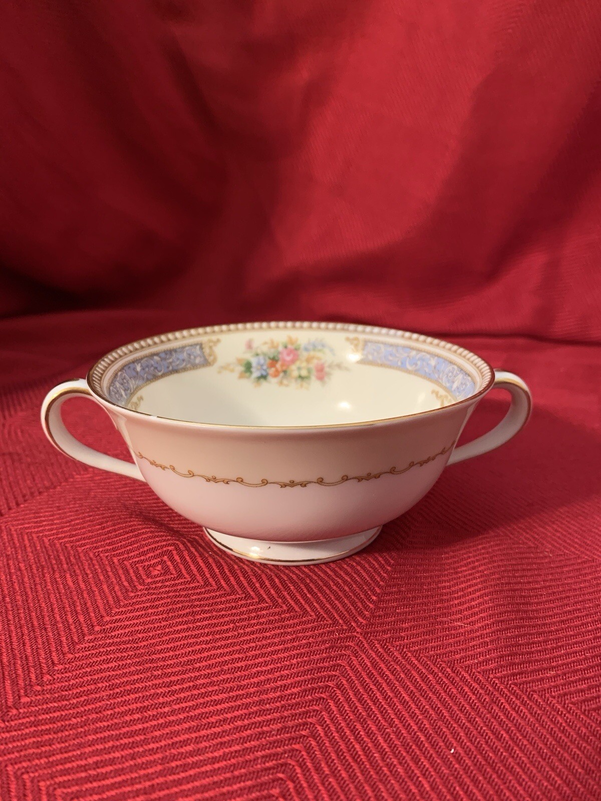Noritake Troyon Cream Soup Bowls in Bone China Floral w/Gold Trim Quantity Avail