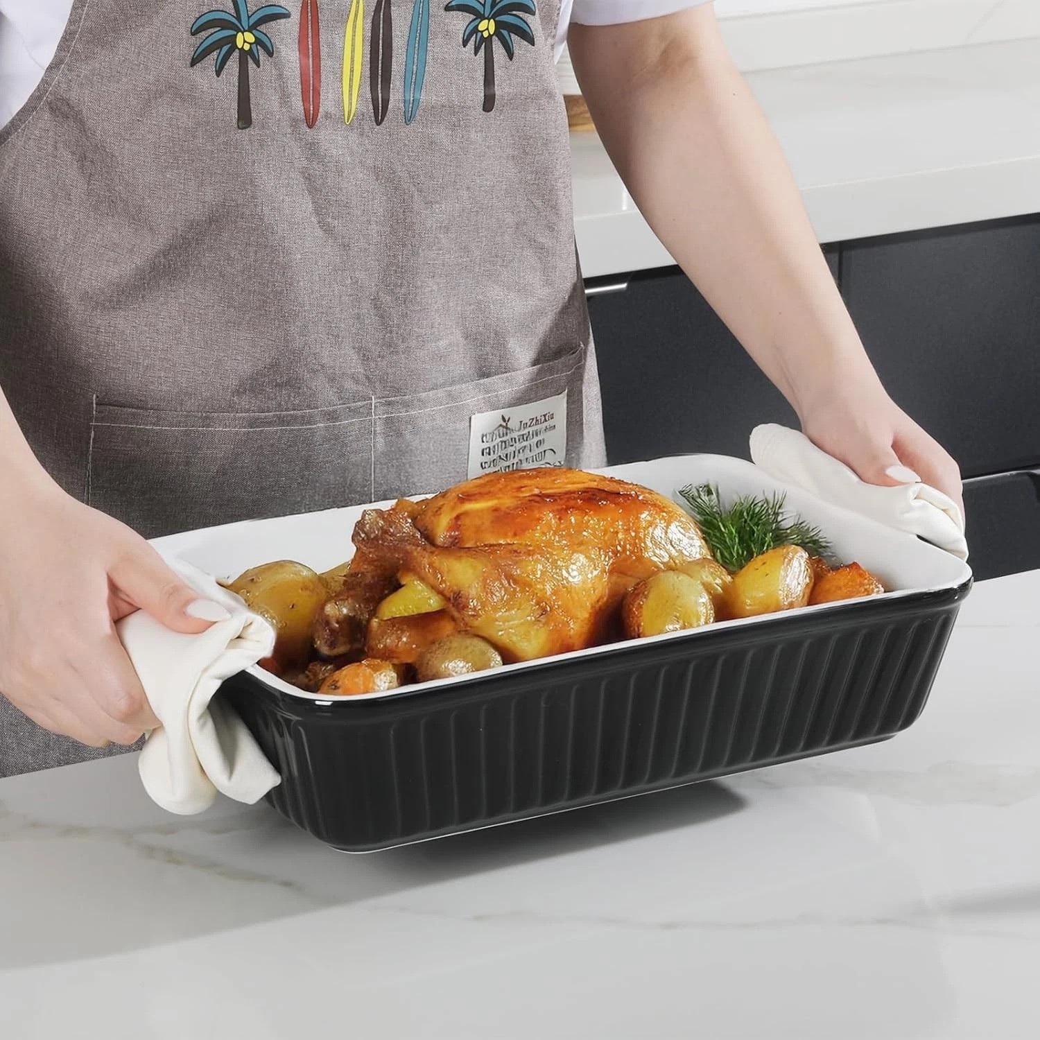 9×13 Ceramic Bakeware – Large Deep Lasagna Pan with Handles