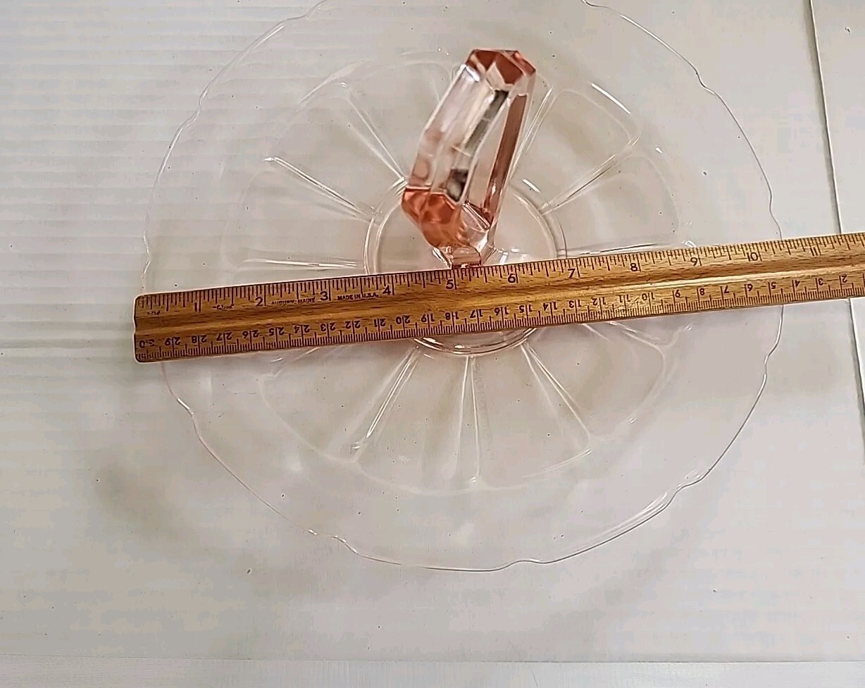Vintage Pink Depression Glass Diamond Glass Co Victory Handled Server