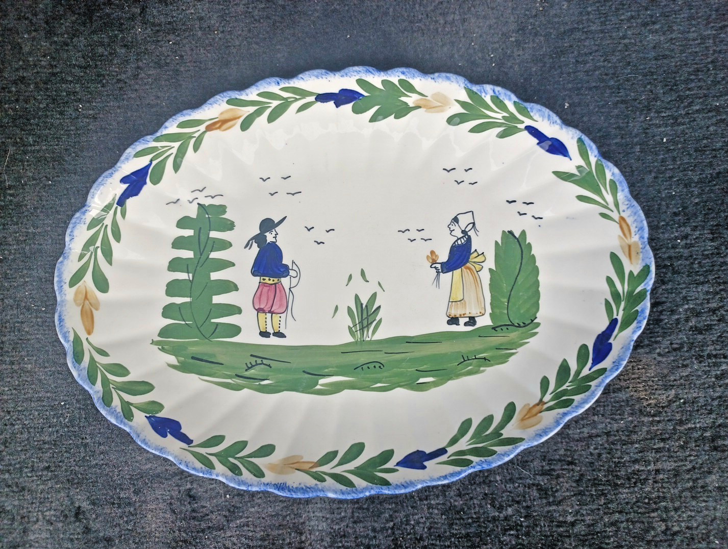 Blue Ridge Southern Pottery French Peasant 15″ Serving Platter Hand Painted USA