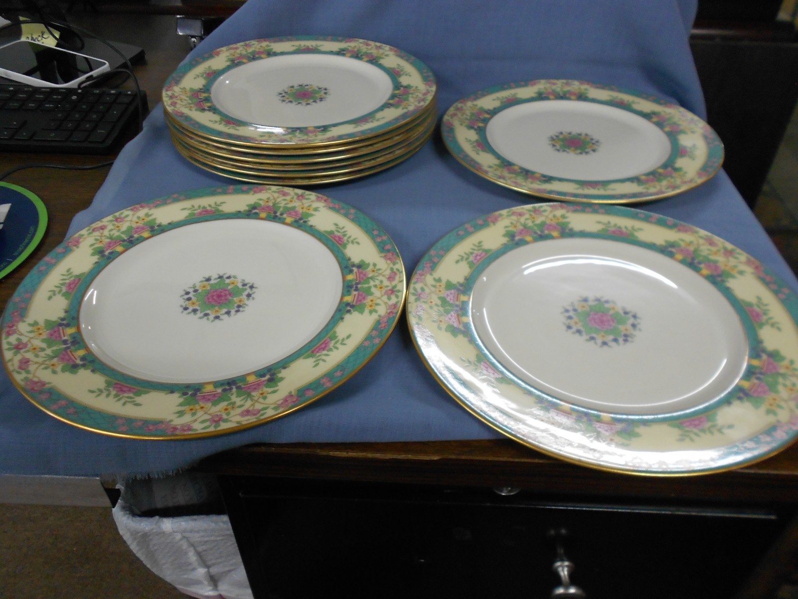 Vintage Lenox Monticello Dinner Plate 10 1/2 inches pink and teal floral
