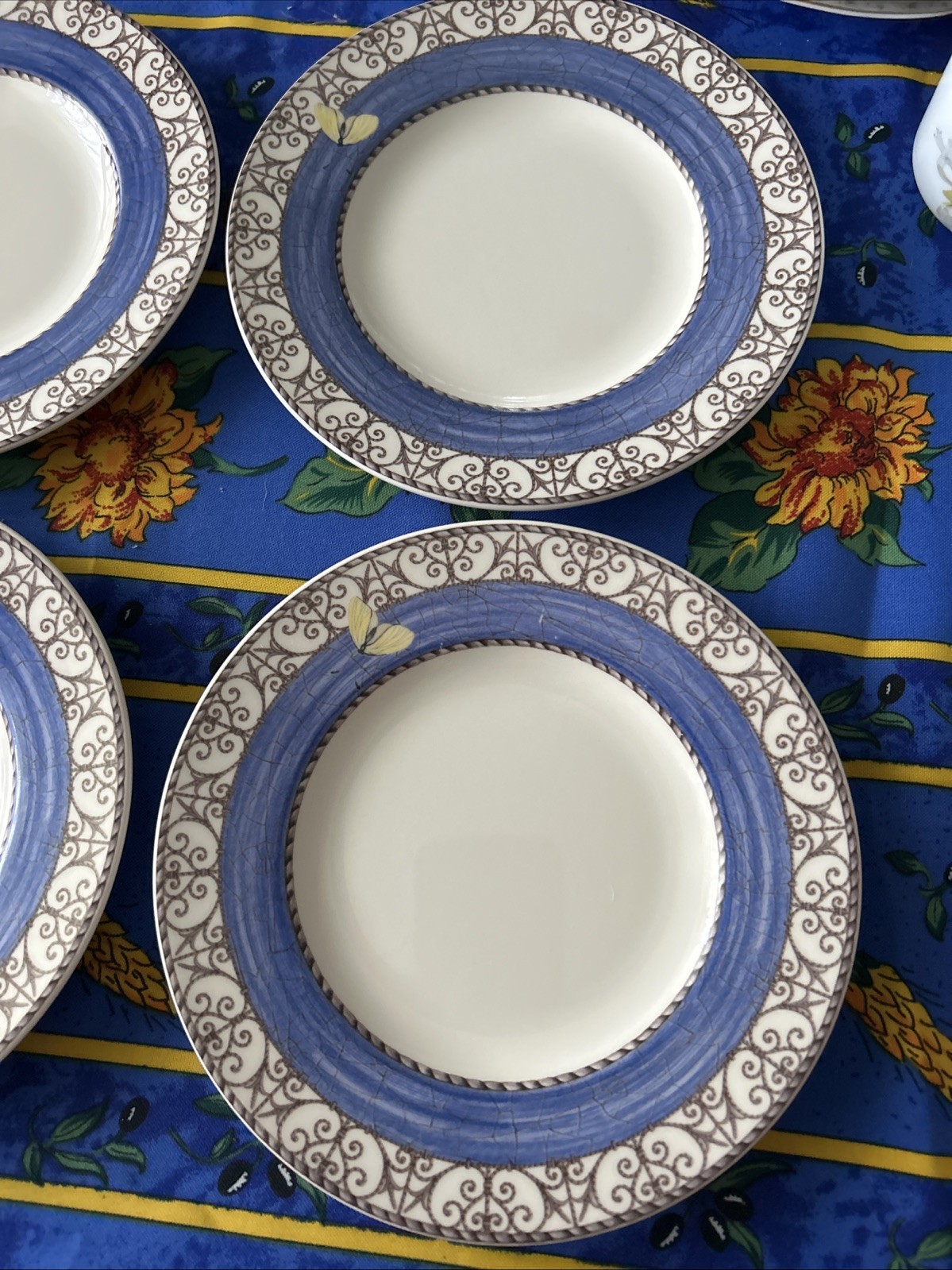 Set/4 Wedgwood Sarah’s Garden Periwinkle Blue Bread & Butter Plates.