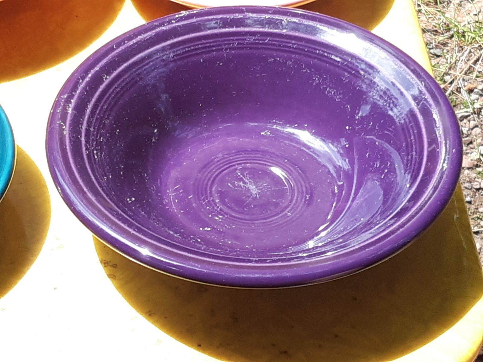 Fiesta Bowls 2 – 6 1/2″ 2- 5 1/4″ In Purple, Green,Orange And Light Pink