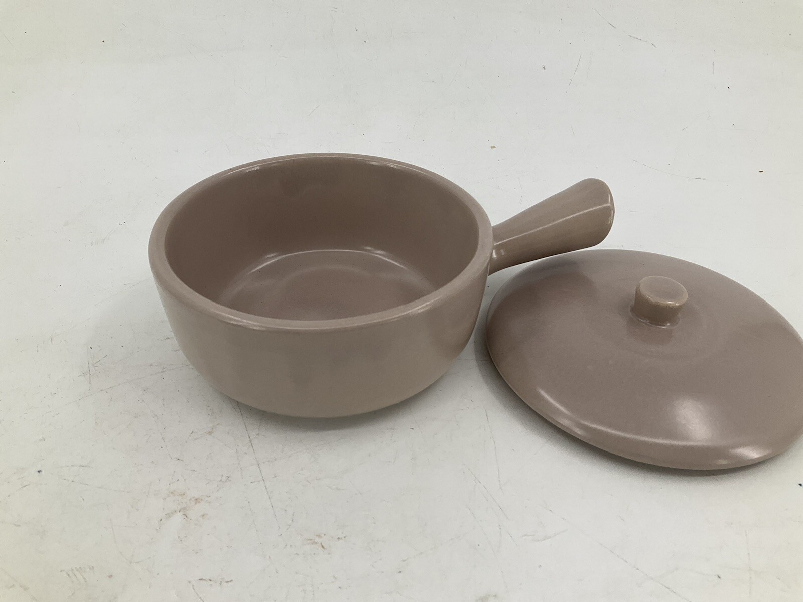Vtg La Solana Clay Pottery Pink 7″ Individual Serving Casserole Covered Bowl