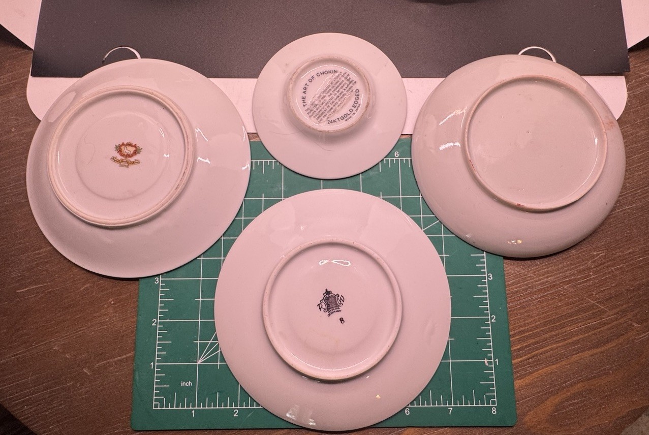 Vintage Mismatched China Birds Gold Red Plates Plate Wall Lot Of 5