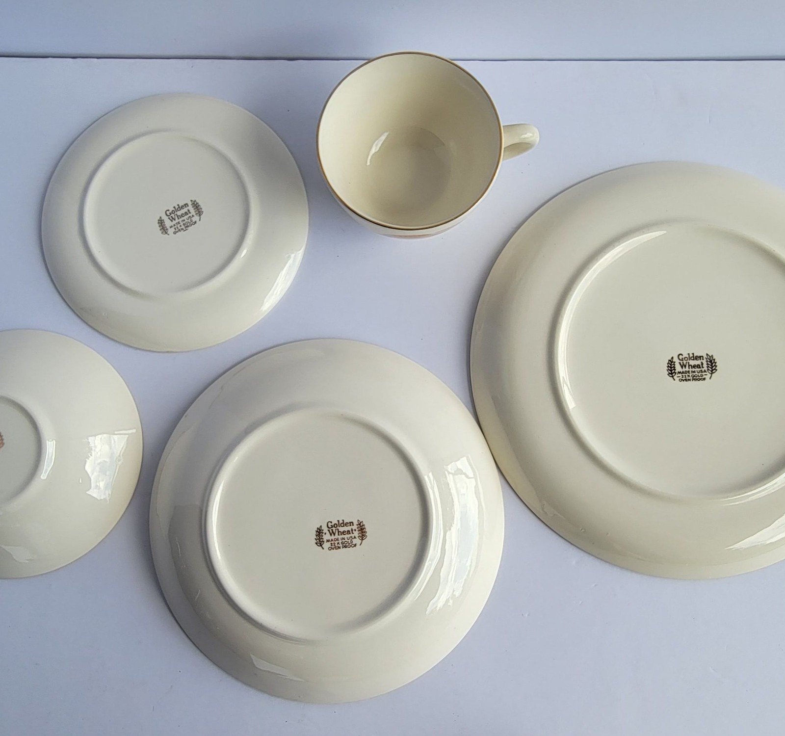 Vintage Golden Wheat 22K Gold Oven Proof Dinnerware Set