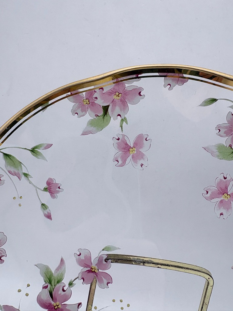 Vintage 1994 Lefton Reverse Hand Painted Clear Glass Plate Gold Trim 8.5″ Diam