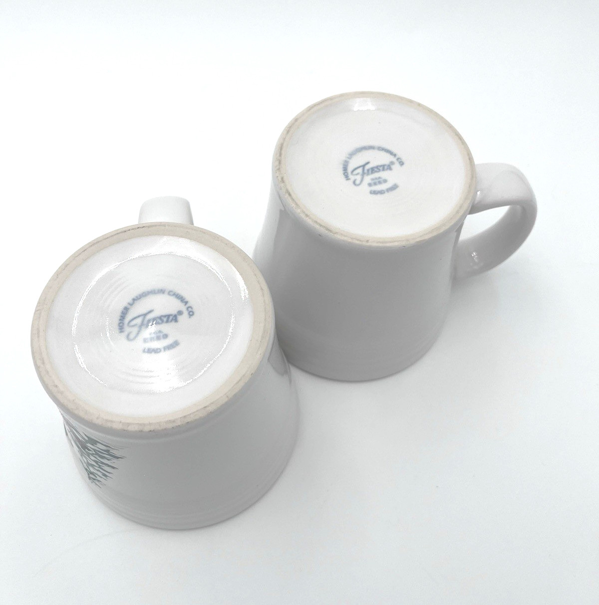 Lot of 2 FIESTAWARE HLC 15 oz Tapered Mugs Snowman and Bluebird FAST / LOW SHIP