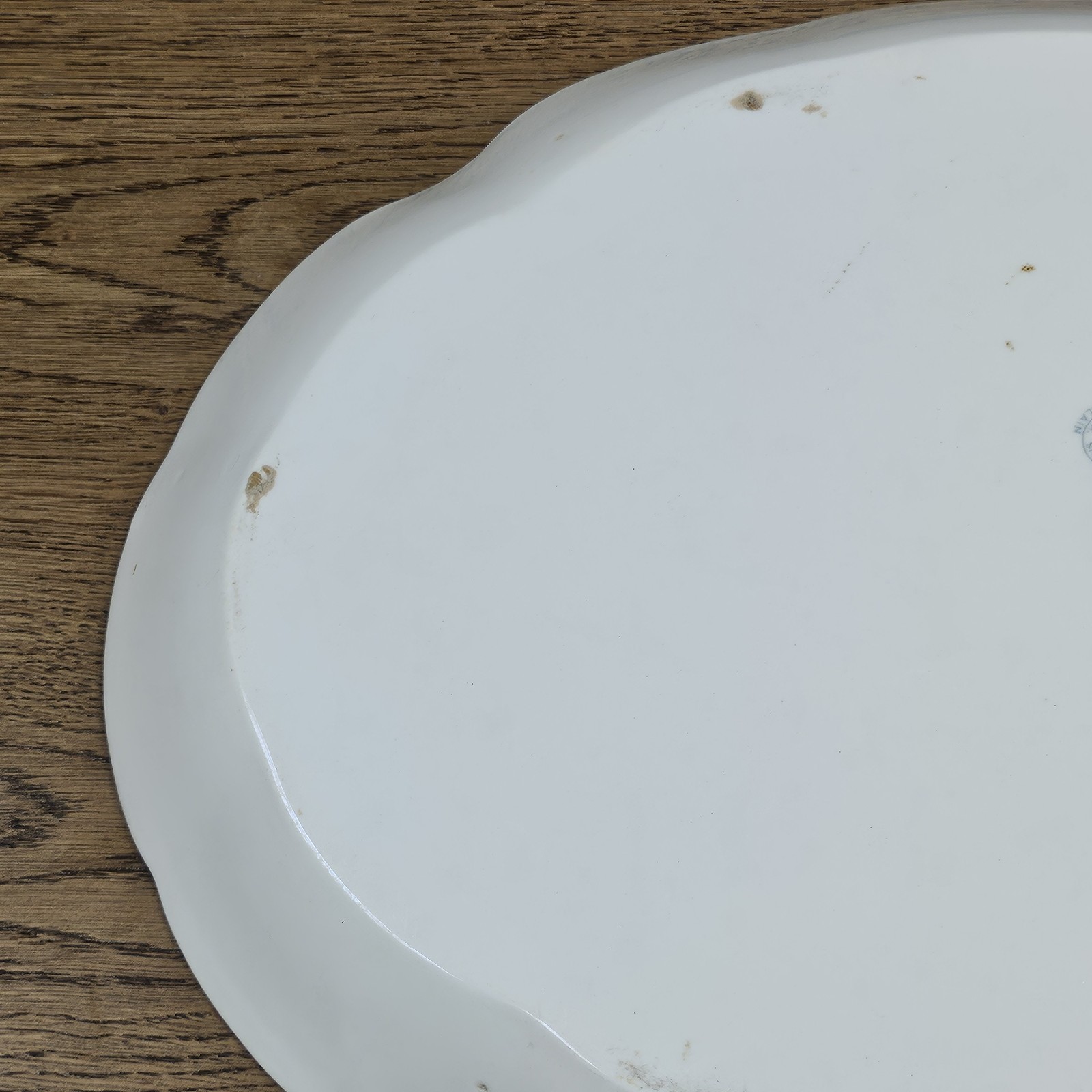 KT&K Semi-Vitreous Porcelain Glossy Floral Oval Platter White Pink Green 13″