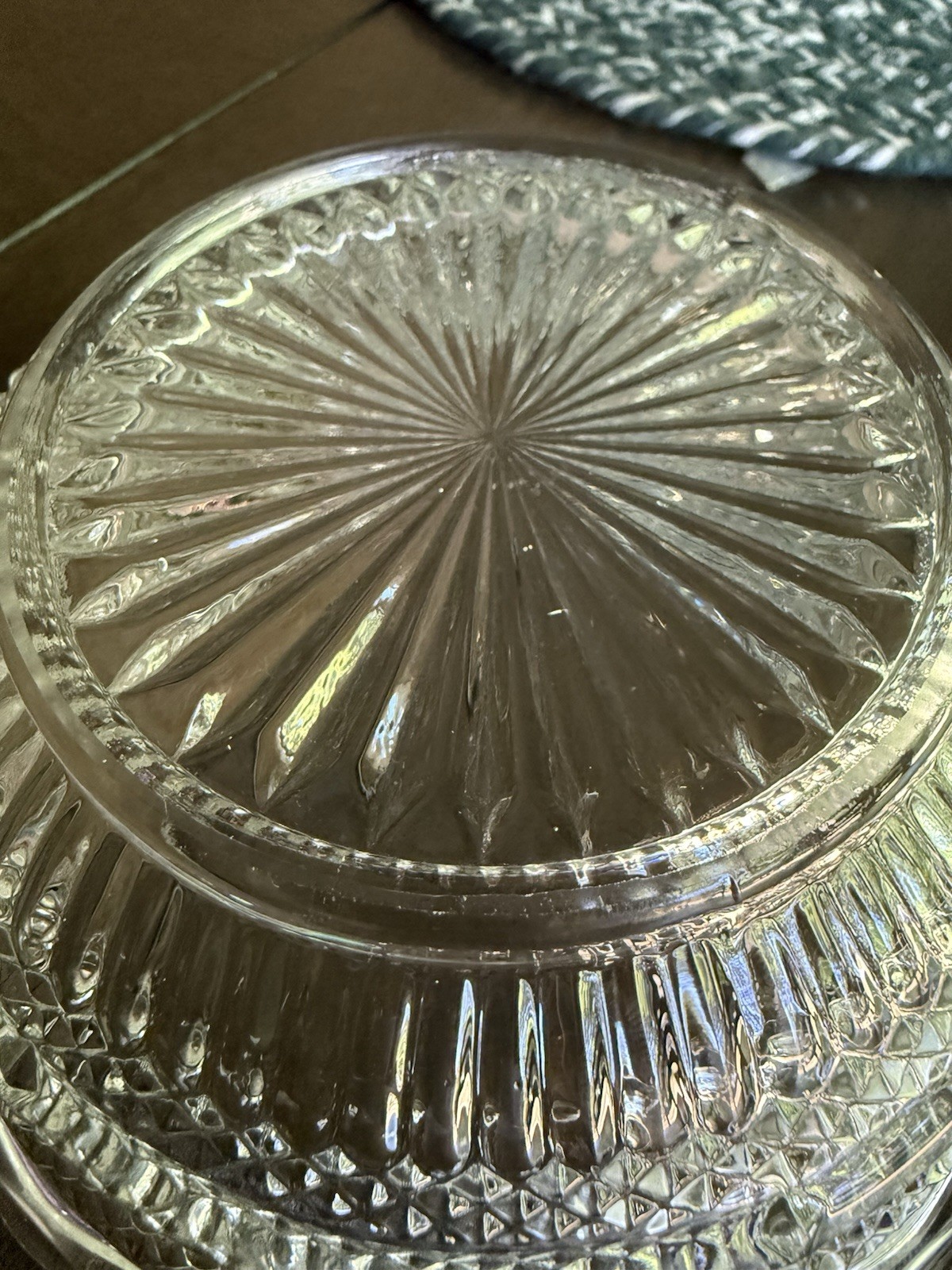 Vintage Pressed Glass Covered Candy Dish Dresser Jar With Underplate