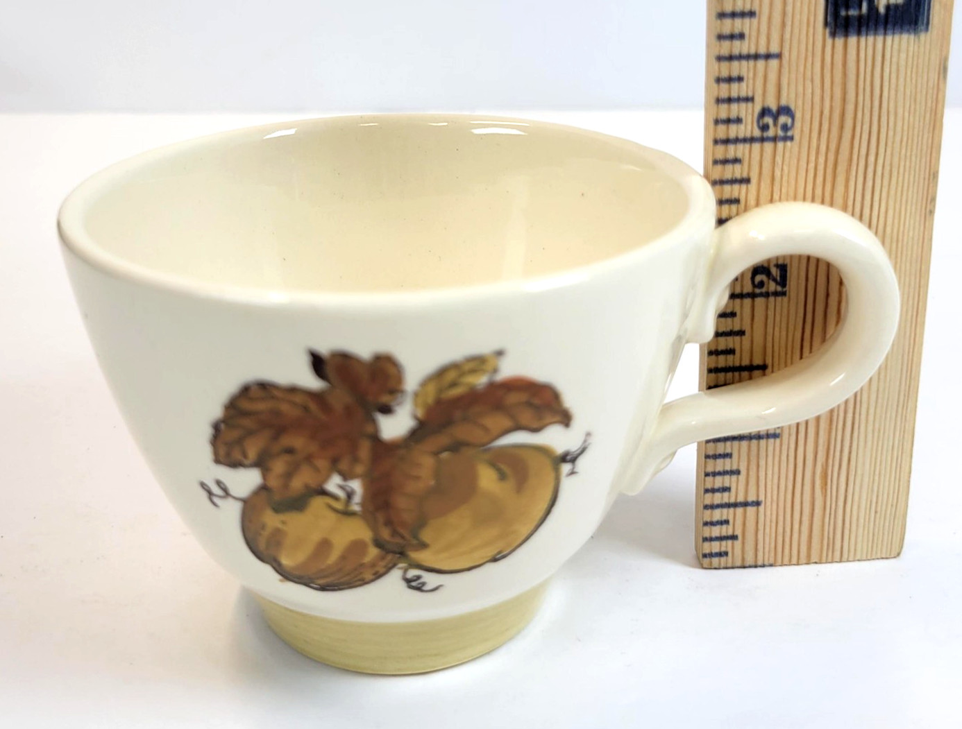 Vintage Metlox Poppytrail Coffee Cup Beige Fruit Motif California Pottery USA