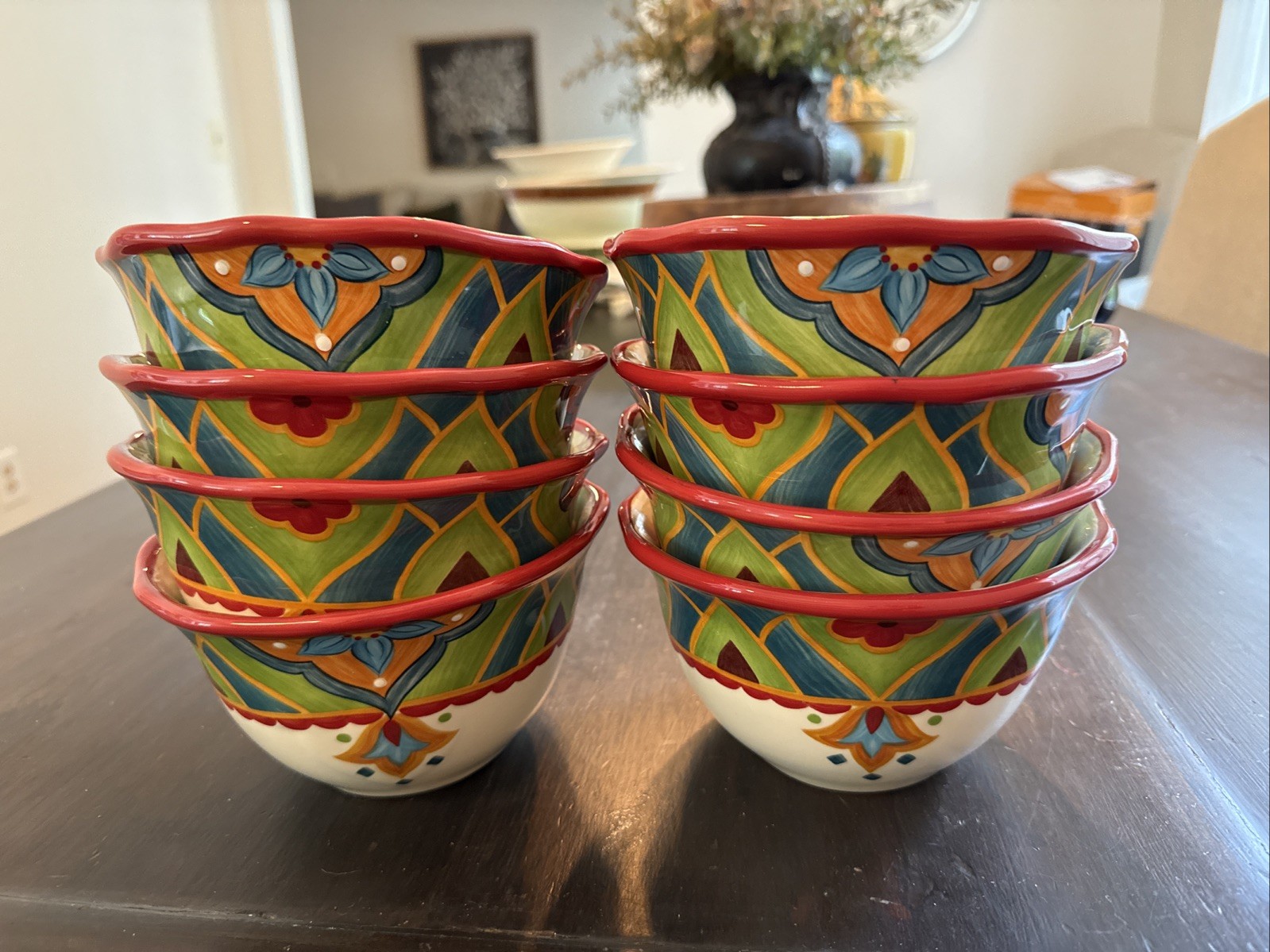 Espana Pasha Soup/ Cerial Bowls Earthenware Set -8 EUC