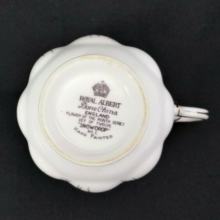 Royal Albert Snowdrop Bone China Teacup & Saucer Hand Painted England