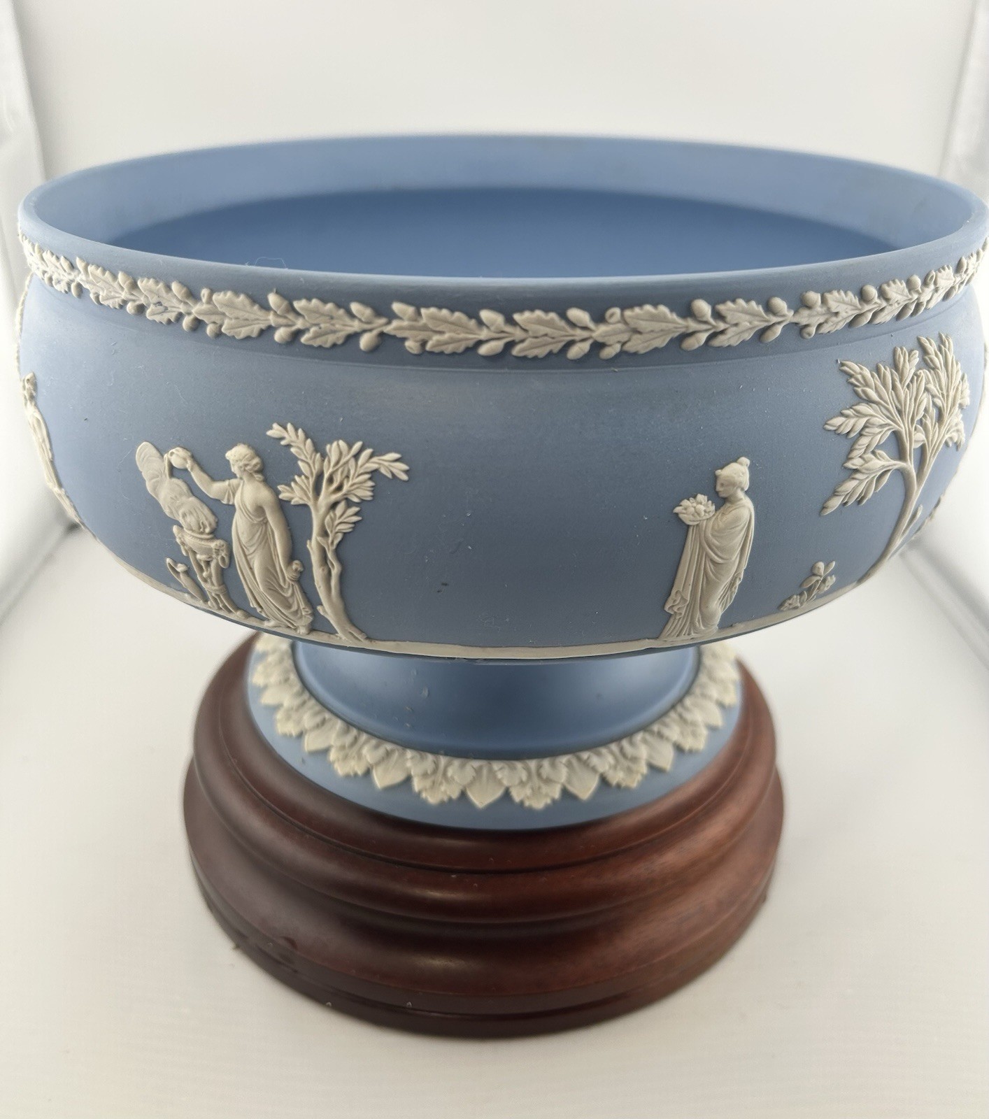 Wedgwood Jasperware Pale Blue & White Sacrifice Imperial Pedestal Bowl England