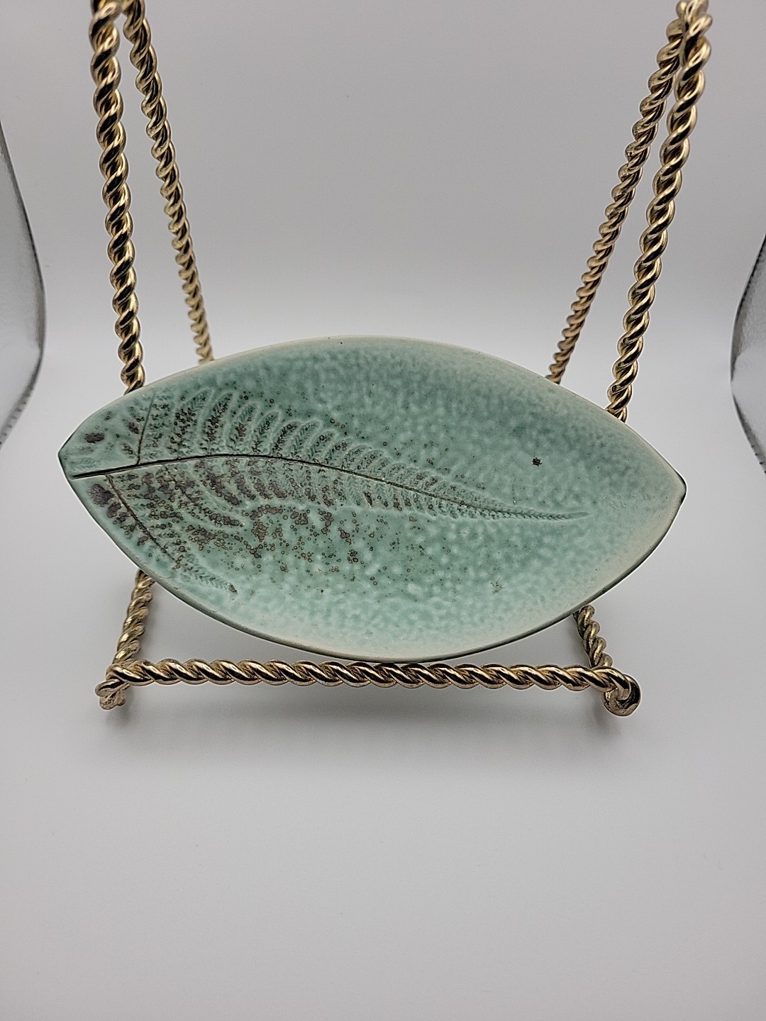 Vintage Fern Stem Trinket Dish Handmade Studio Pottery Nature Botanical Unique