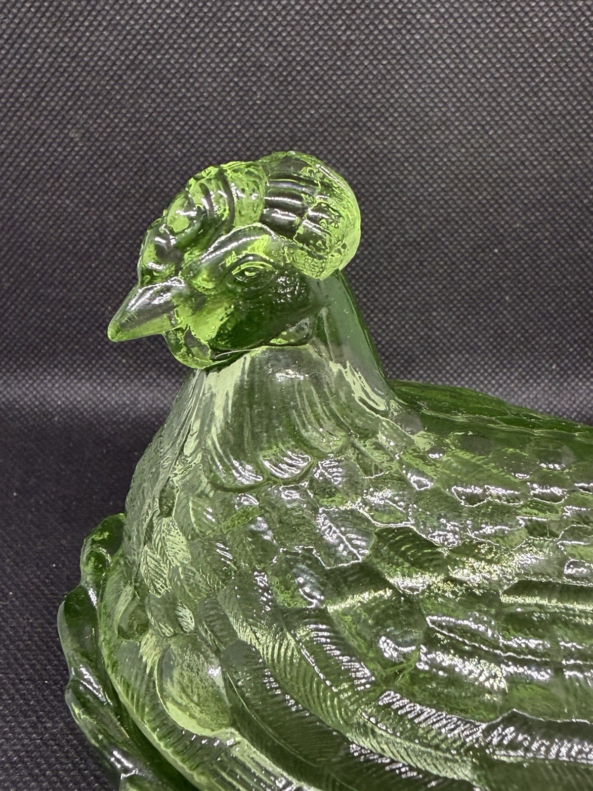 Vintage L E Smith Heavy Emerald Green Glass Hen On Nest Candy Dish MCM