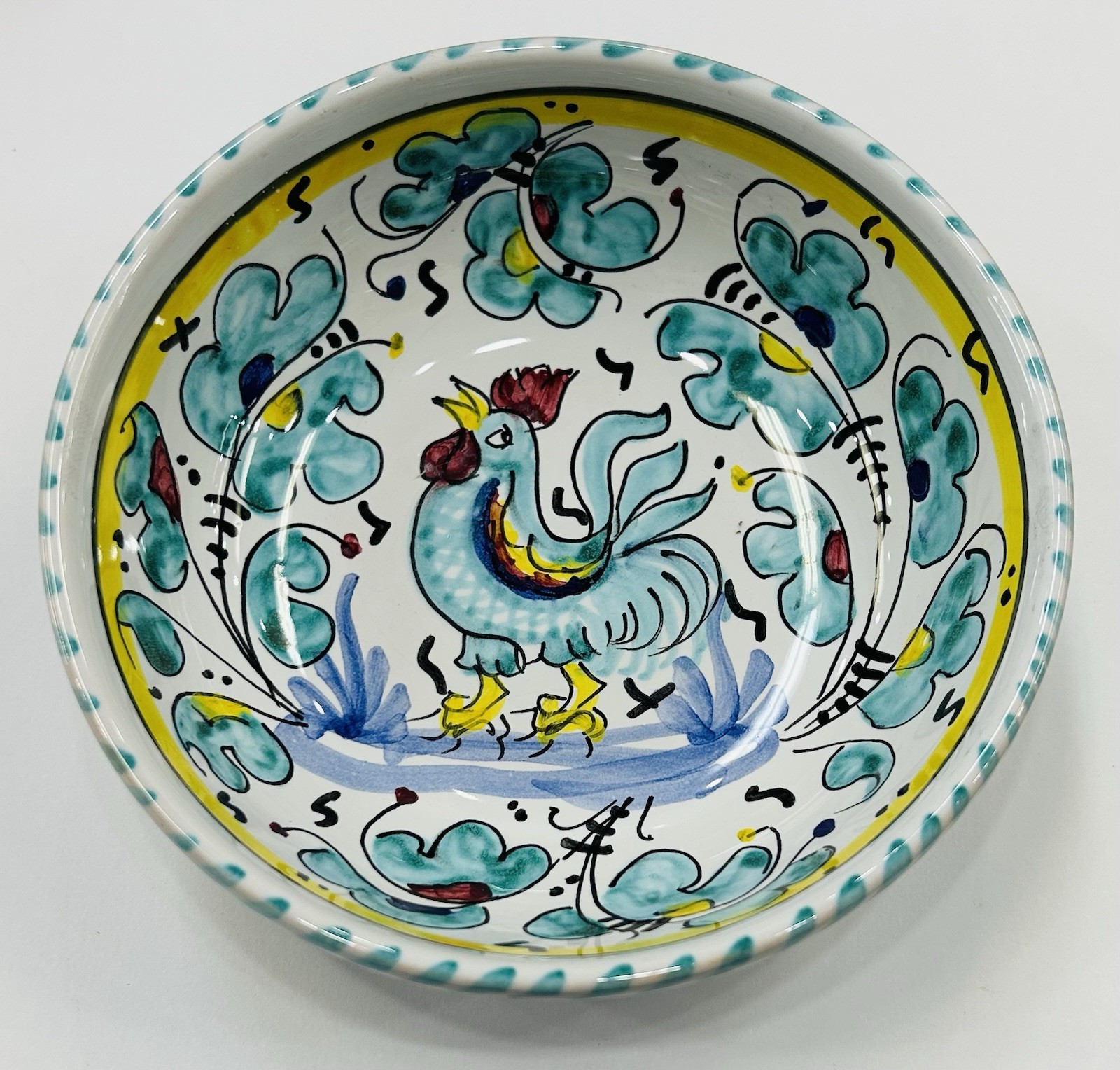 Deruta pottery For C.A Positano- 5,1/2’’ Bowl Rooster Pattern.Made In Italy