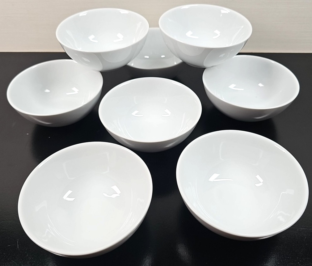 8) Pier 1 Luminous White Individual Dip Bowls Set Small Round Serving Dishes Lot