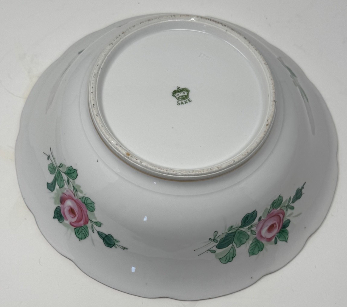 Antique Saxe Altenburg Germany Art Nouveau Gold Embossed Serving Display Bowl
