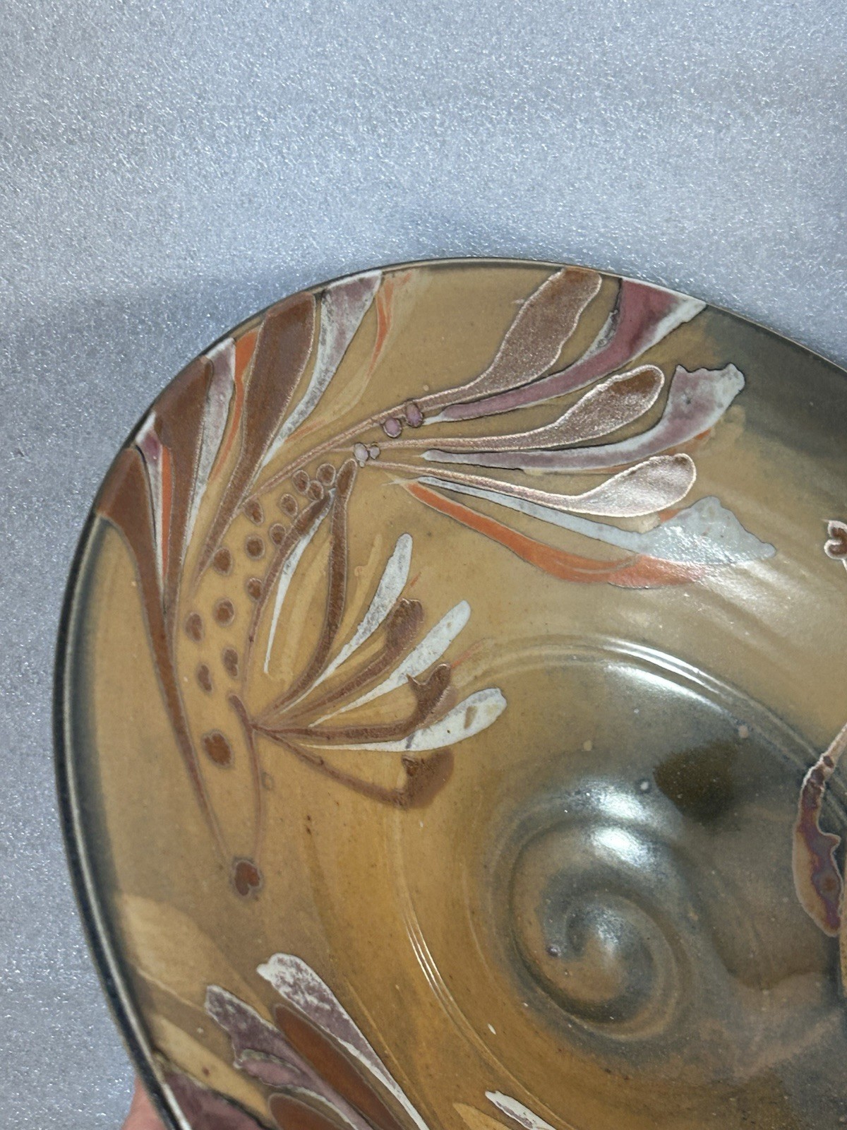 Signed Art Modern Beta Fish Ceramics Pottery Decorative Serving Bowl Platter