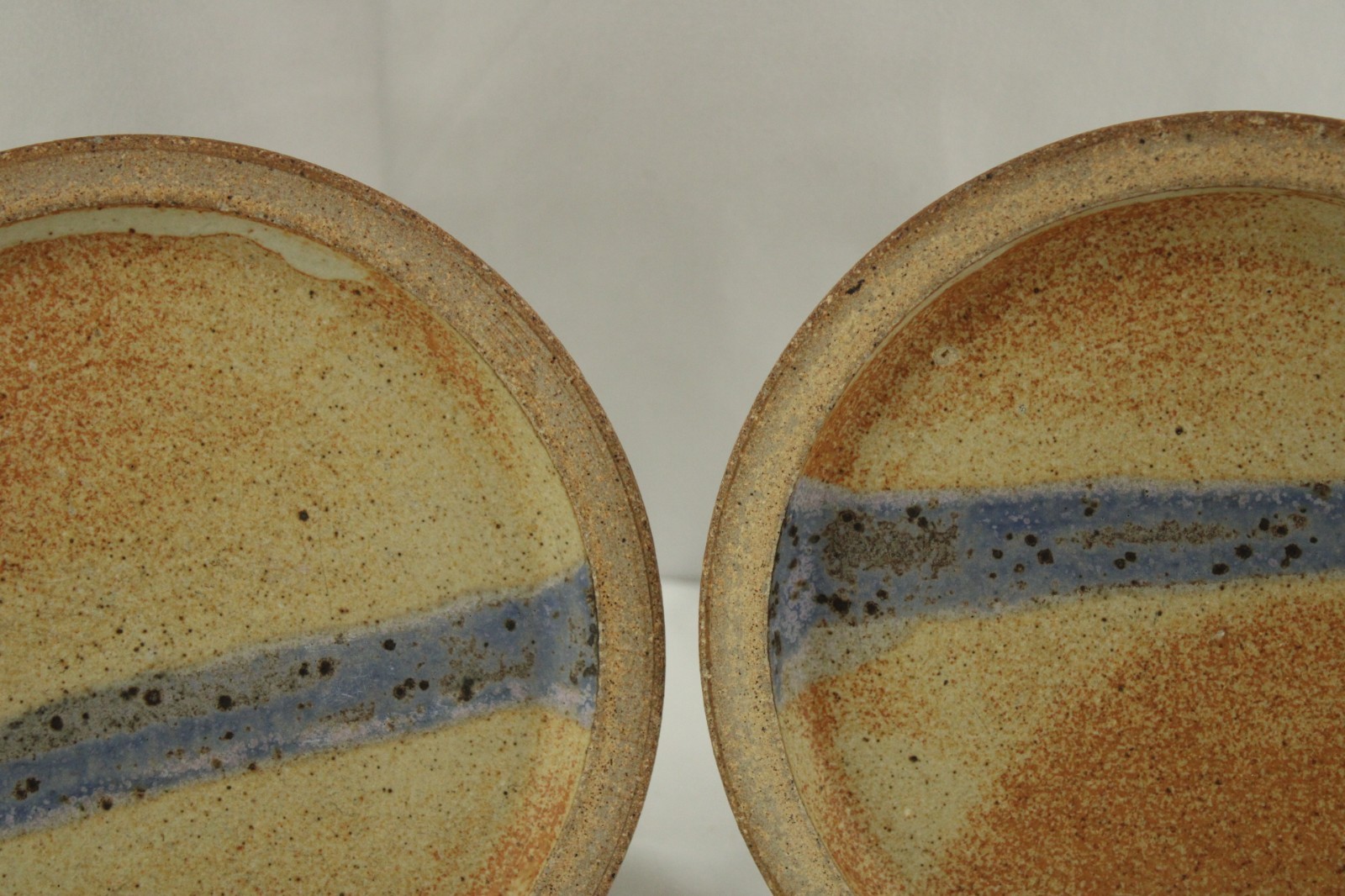 Studio Pottery Hand Made Set 2 Bread Plates Signed Raul