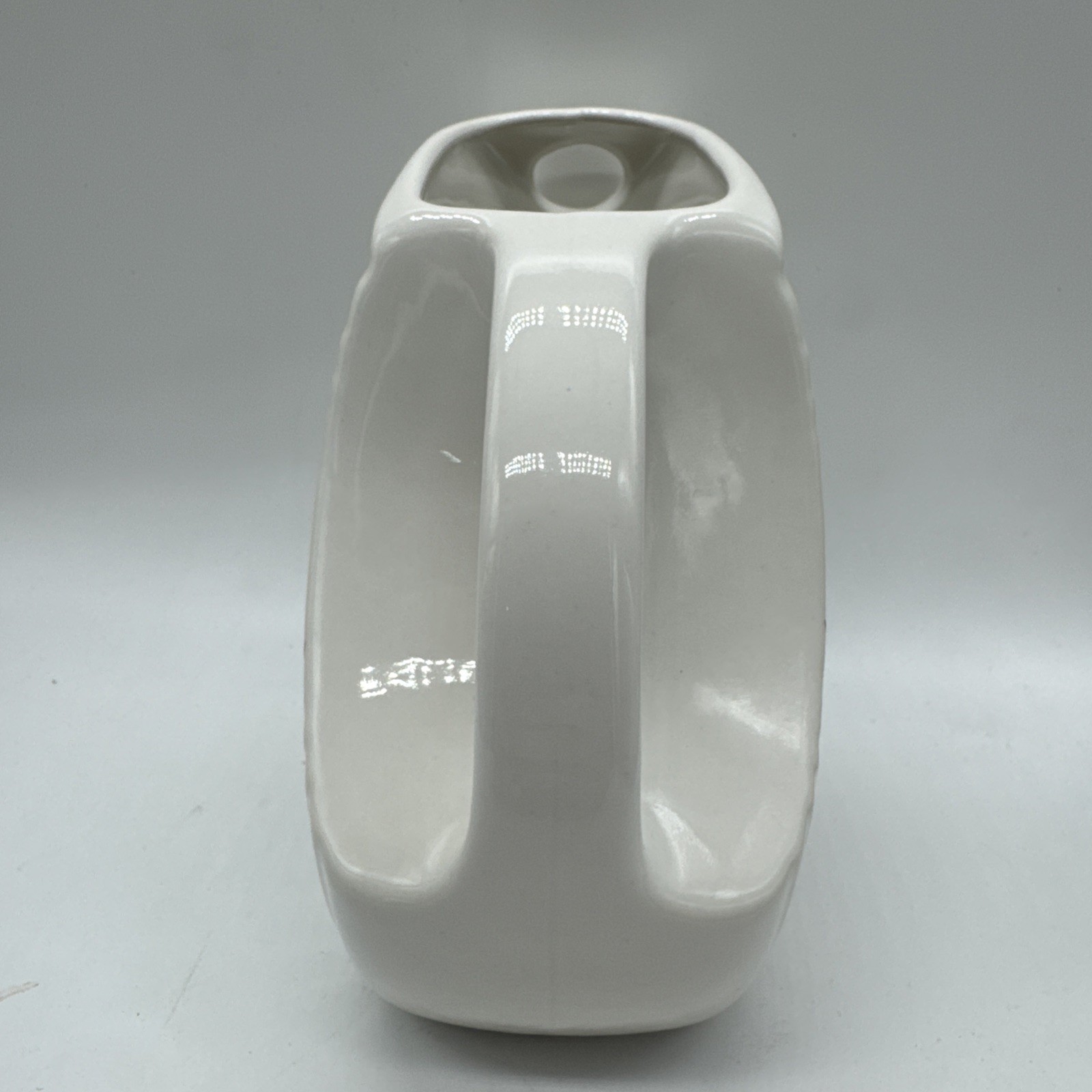 FIESTA Small Disc Disk Pitcher Holly Ribbon Christmas Creamer White 28 Oz