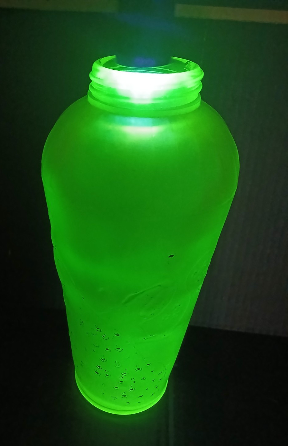 Rare Unusual Frosted Uranium Tall Jar Peacock Embossed 11 1/4″ NO LID