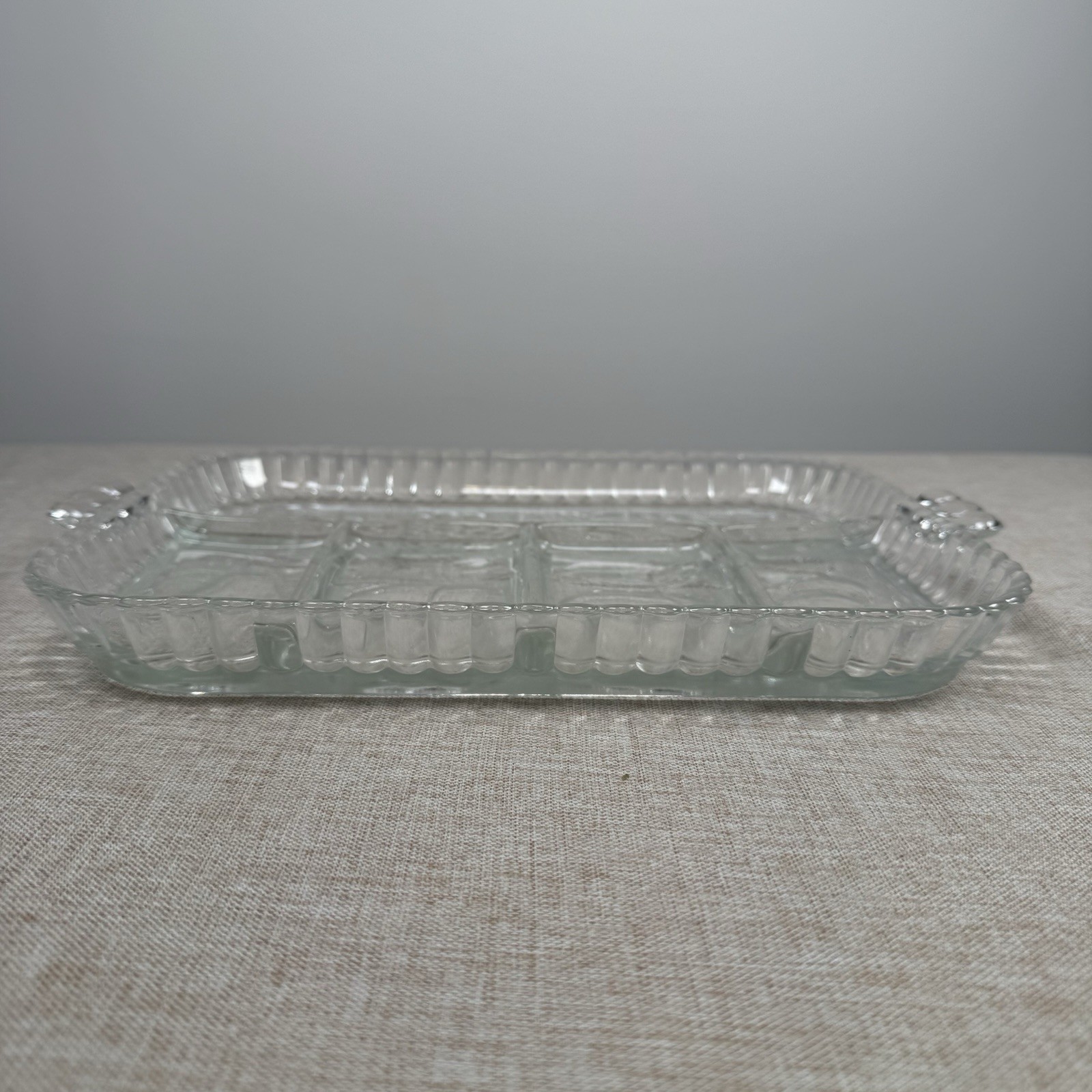 Vintage Indiana Glass Divided 5 Part Serving Relish Tray Platter Dish Fruit