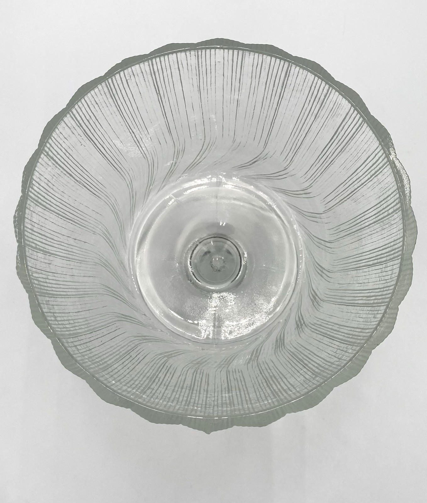 Vintage FTD (USA) Fine-Ribbed Textured Glass Compote, 5.75″, Candy/Dessert/Vase