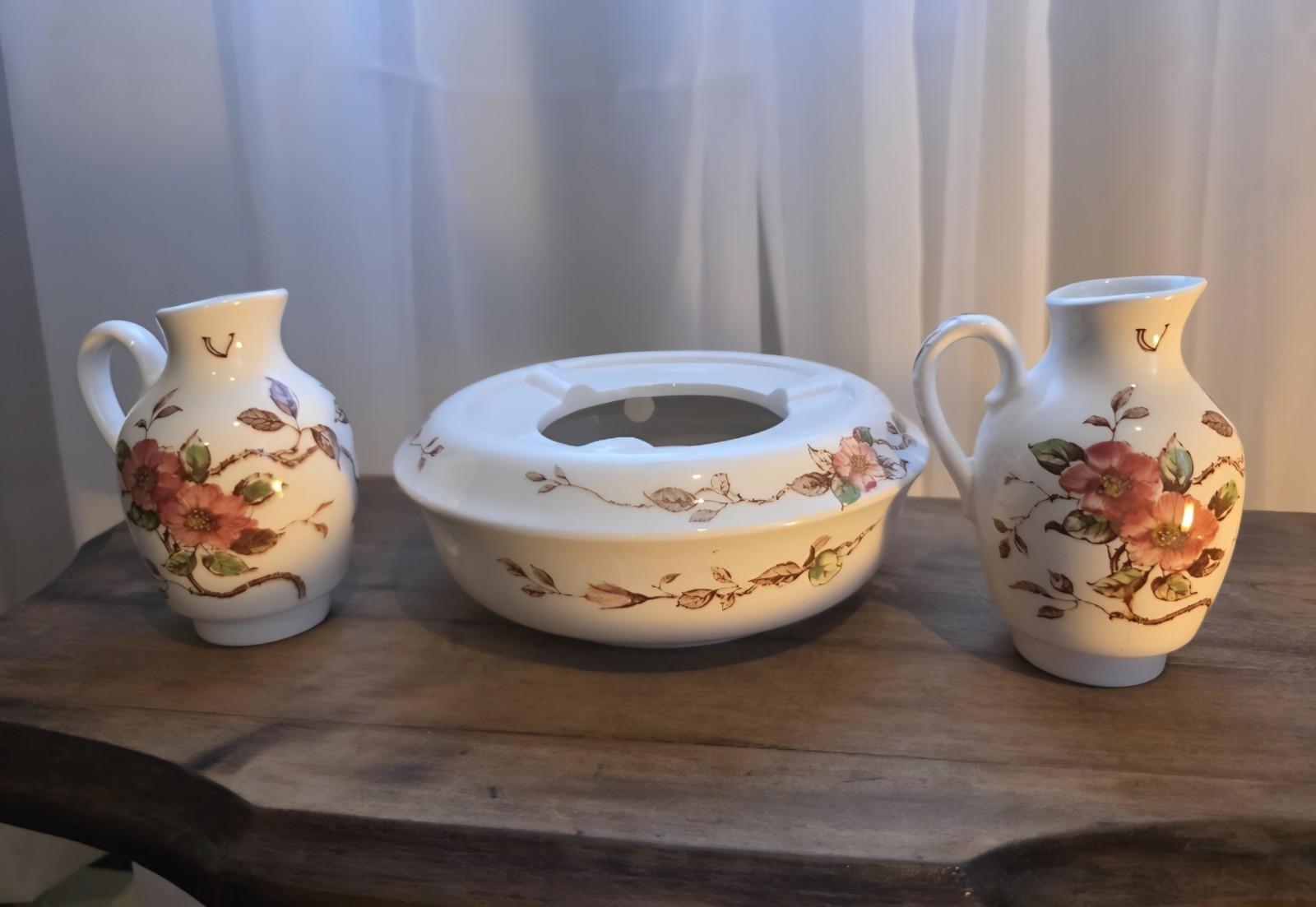 Nascor “Springtime” Ceramic Table Set – 9 Pieces – Pink Rose and Wildflower