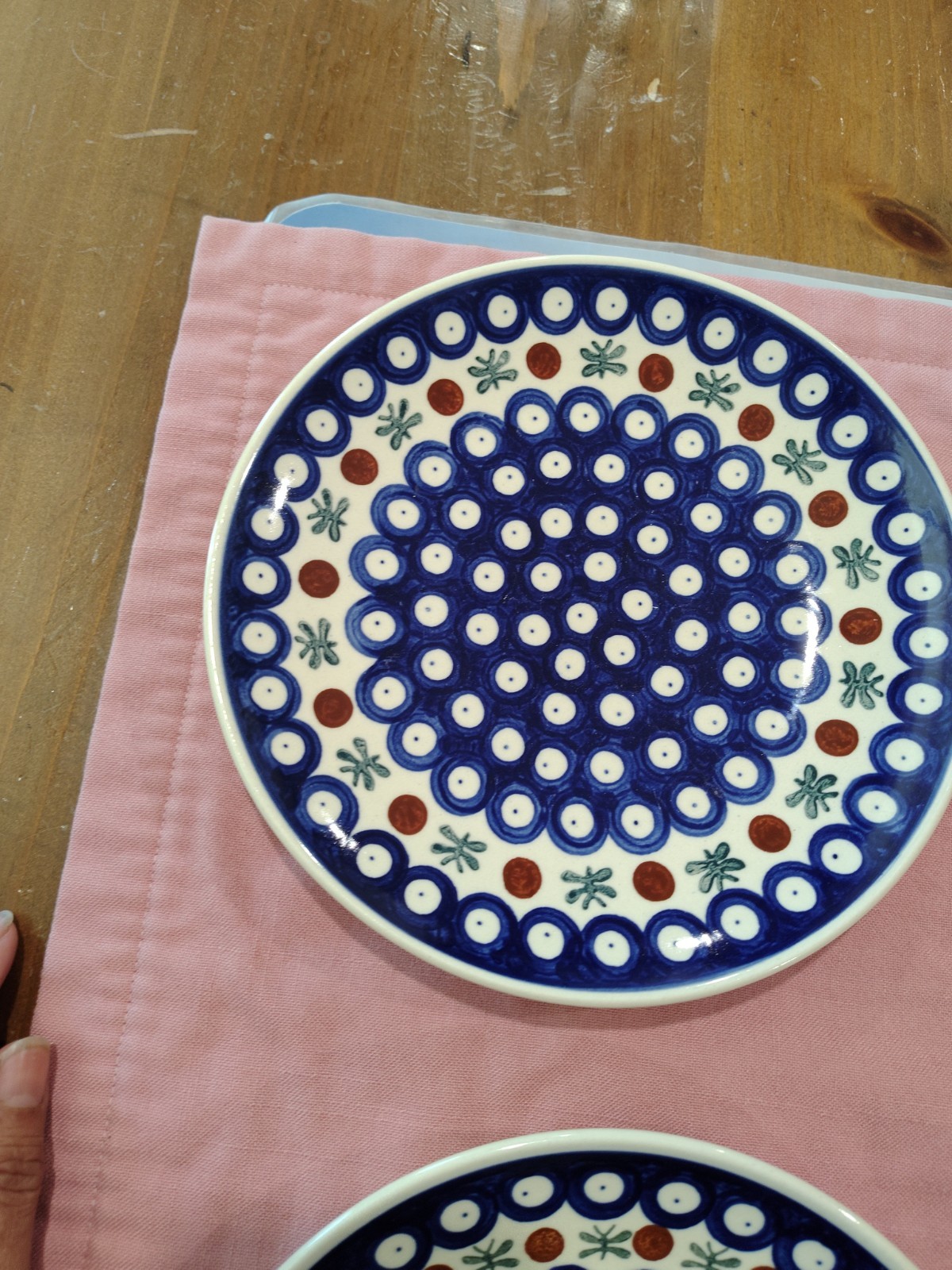 Manufatura Boleslawiec Polish Pottery Plate 7.25″ D Blue Red Green Salad/Dessert