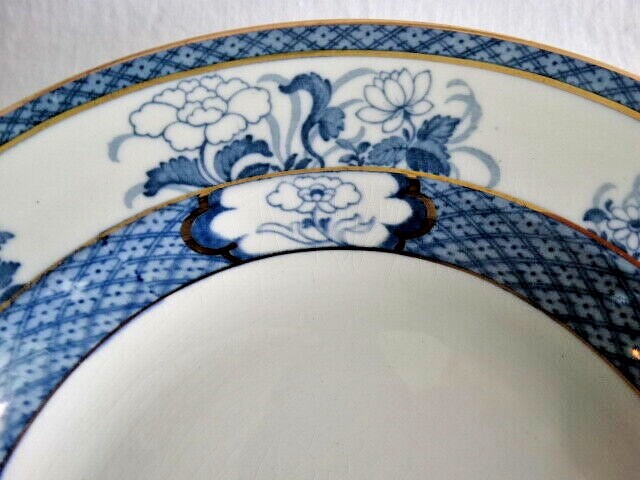Set of 3 Colonial Pottery F. Winkle Old Nankin (Undecorated) Rimmed Soup Bowl