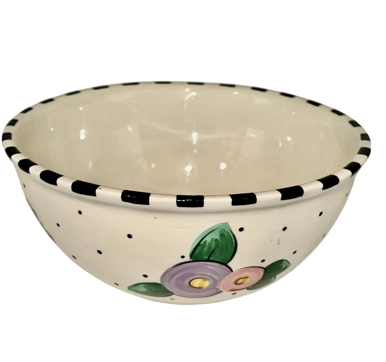 VTG GAETANO Pottery Mary Engelbreit Serving Mixing Bowl Rose Flower Design 1994