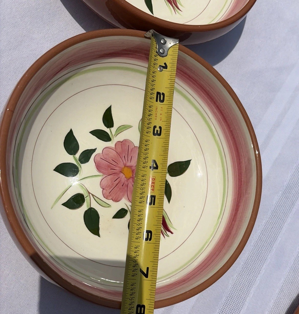 Set of 2 Stangl Wild Rose Pink Flower 7 7/8″ Cereal / Soup Bowls – Very Good!