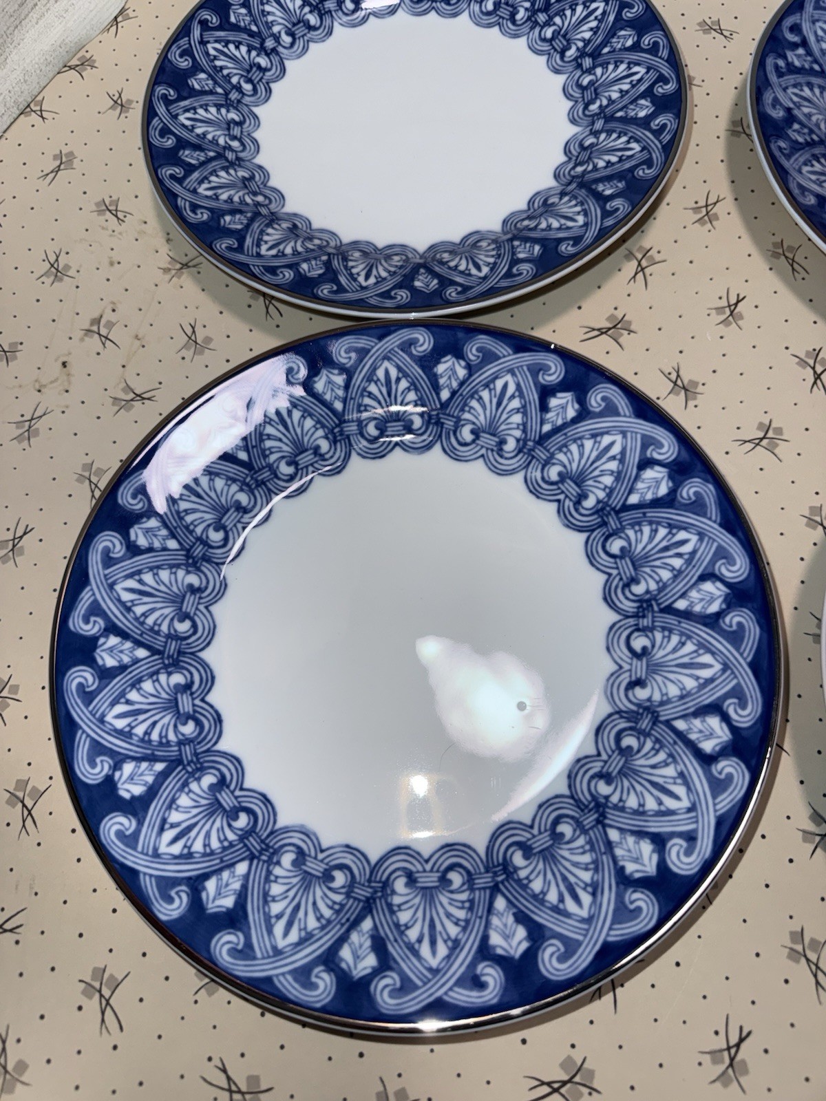 BOMBAY – Arabesque Tile Blue And White – Salad Plate – Set of 4 ..7 7/8” –