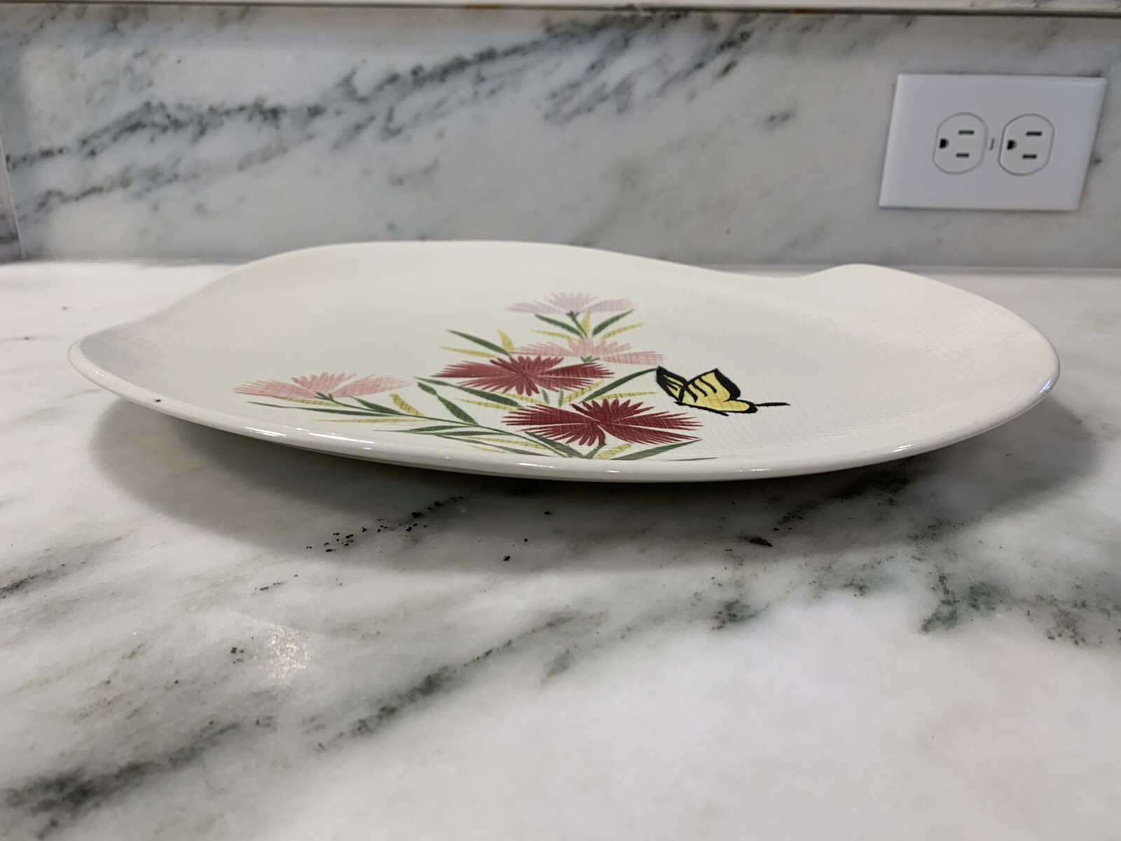 Vintage RED WING Pottery PINK SPICE Pattern Serving Platter 13 X 10 Hand Painted