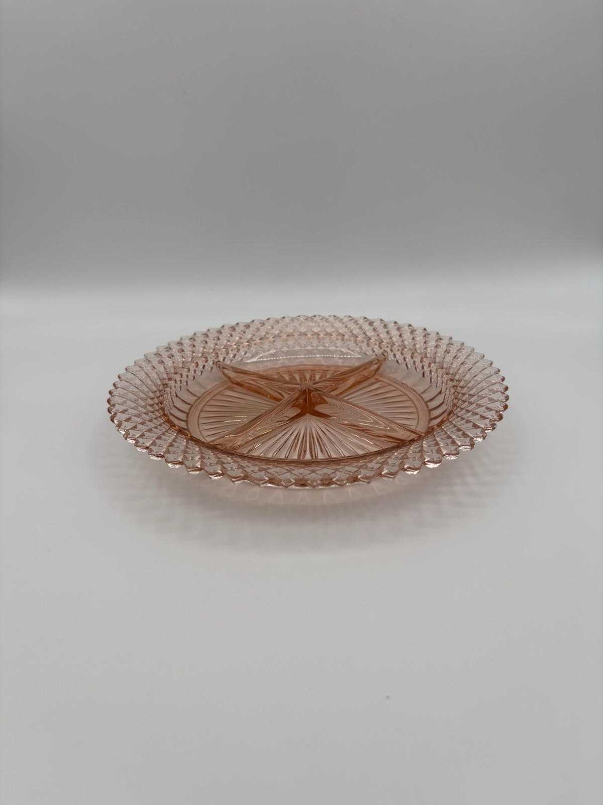 Vintage Anchor Hocking Miss America Pink Depression Glass 4 Divided Relish Tray