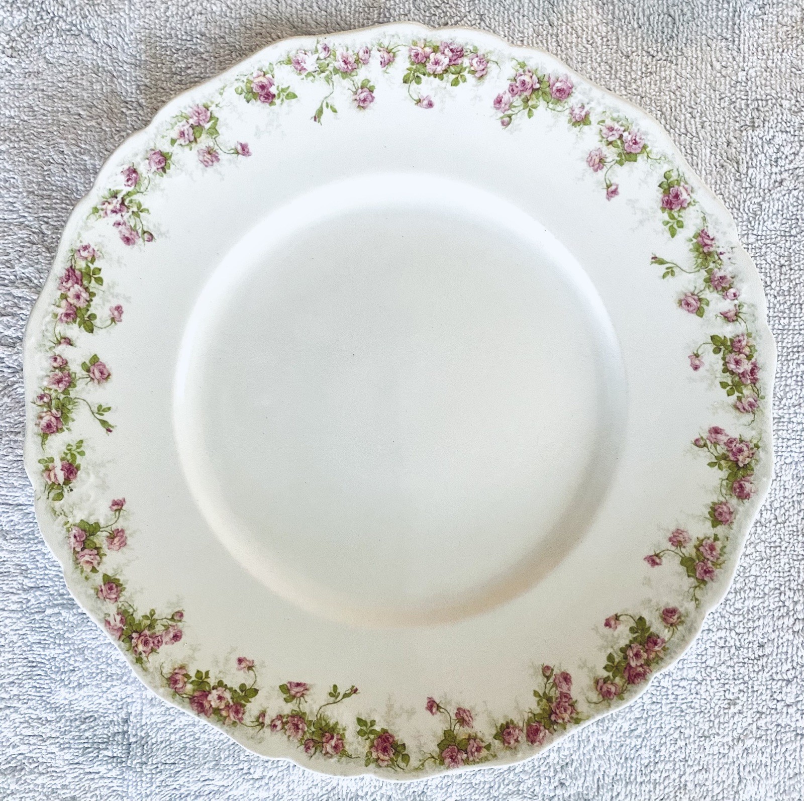 Antique Bassett Royal Porcelain England E. VII Trailing Rose Garland 10″ Plate