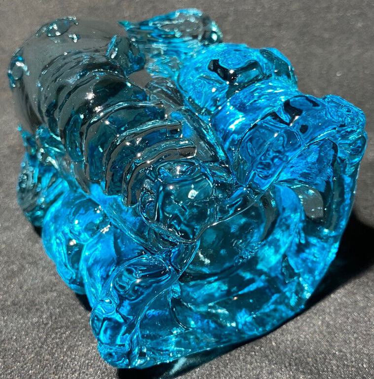 Blue Vaseline glass Circus elephant toothpick Q-tip holder uranium match crying