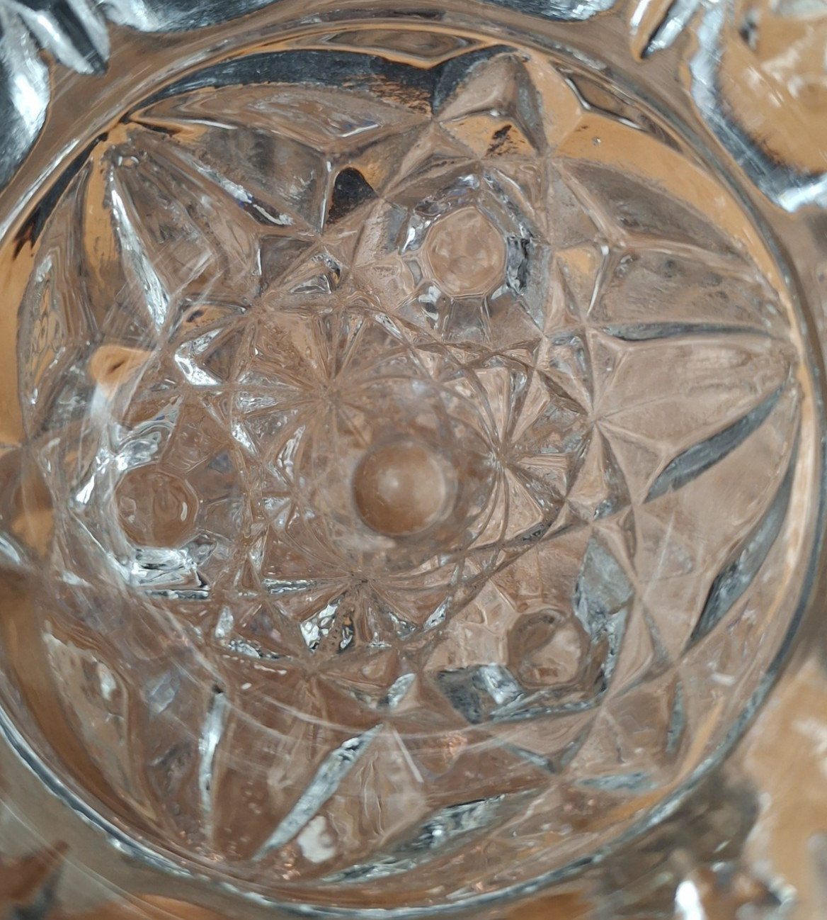 Early AMERICAN BRILLIANT 24 % Crystal Glass Antique Daisy Button Pedestal Bowl