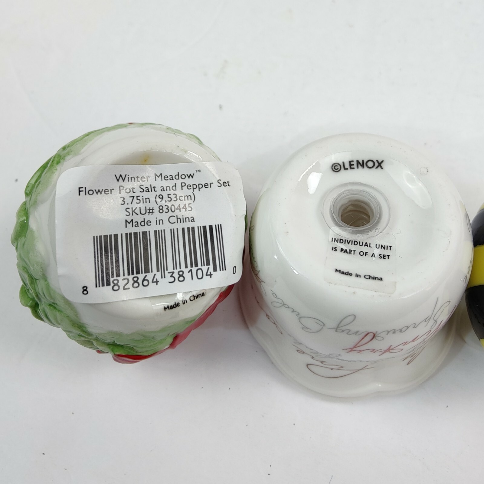 Lenox “Winter Meadow” Flower Pot SALT and PEPPER + Bees Couple Shakers Set