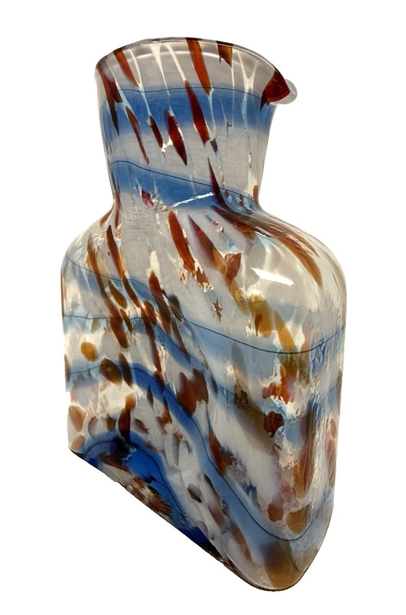 Blenko Glass Water Bottle 384 – Patriotic – Red White and Blue