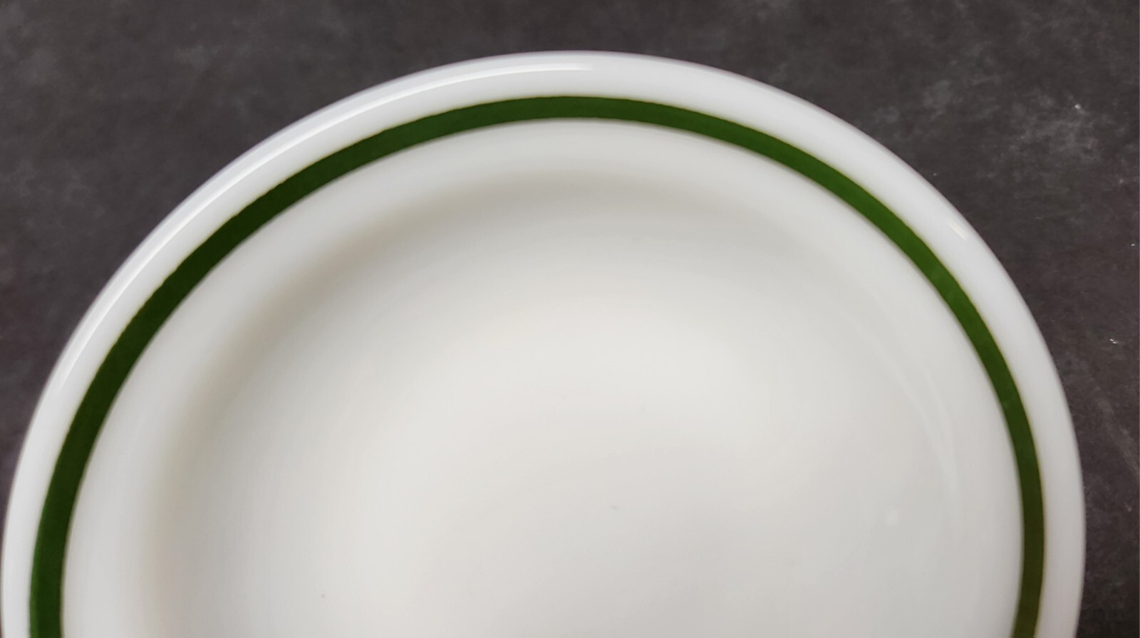 4 Pyrex Double Tough White w/Green Stripe Fruit/Berry Bowls Corning Ware