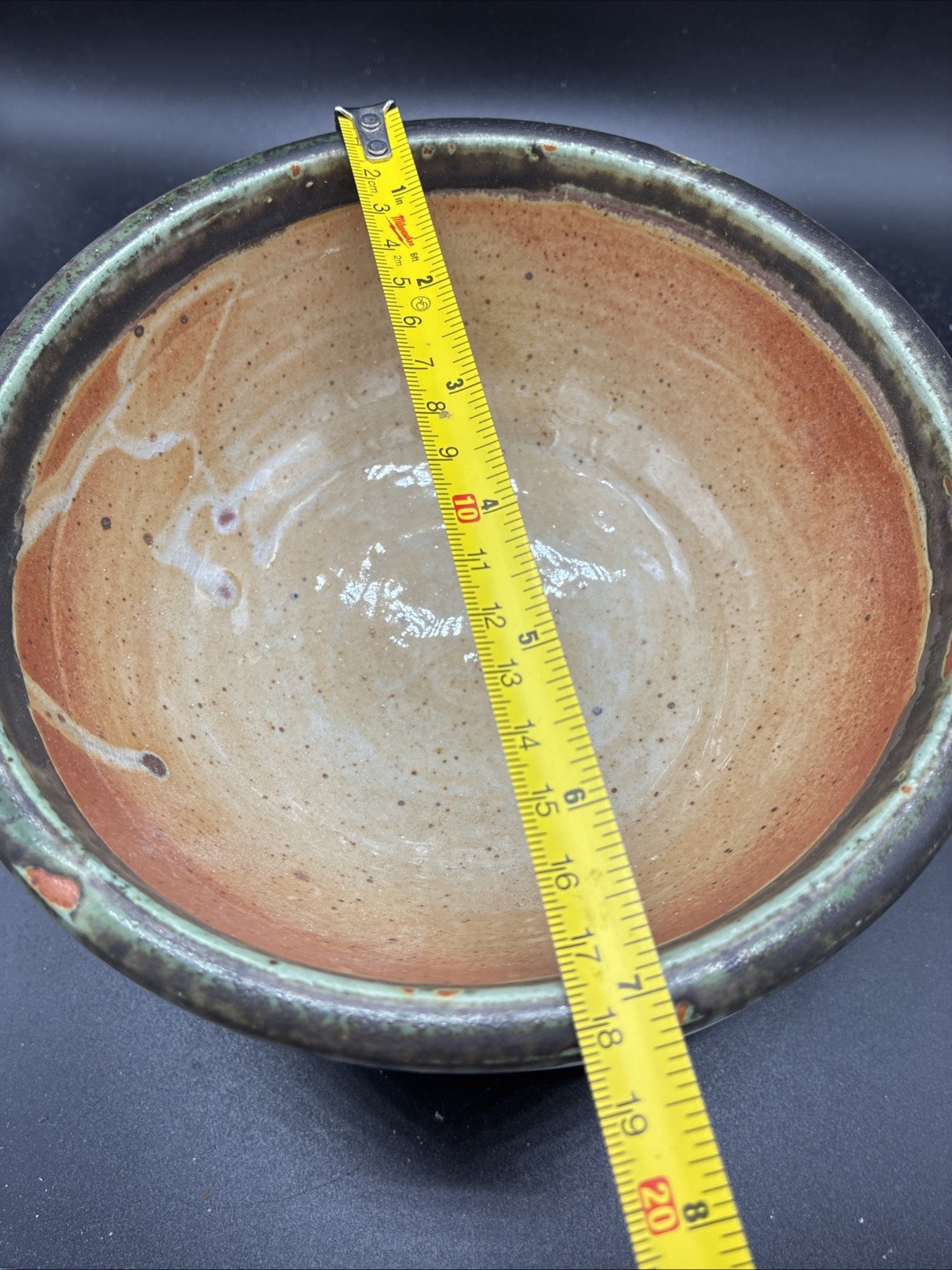 Vintage Handmade Pottery Studio Matte Brown Bowl Signed Ryan Lucier