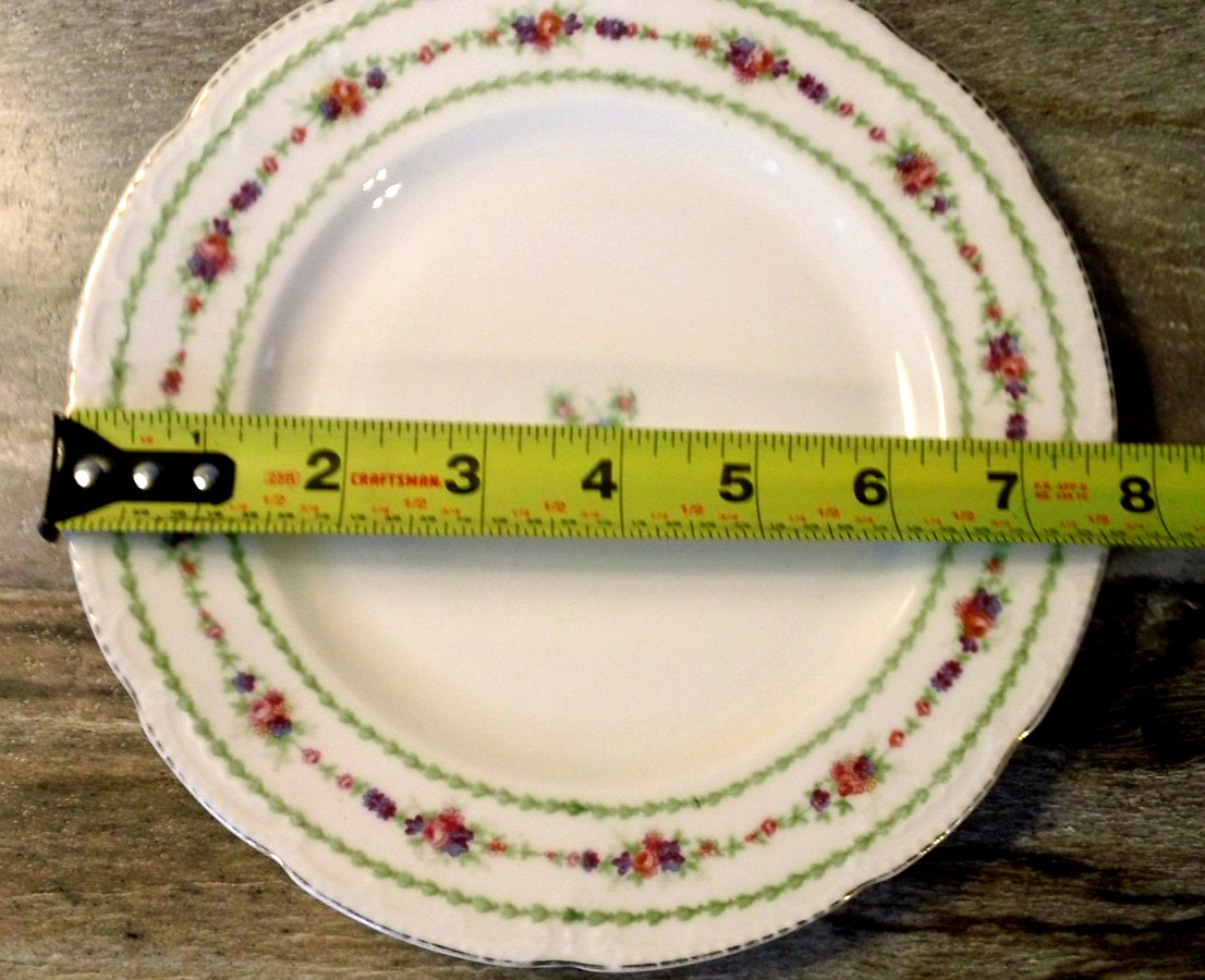 Vintage Set of 3 Bassett Limoges Austria 7.75 in. Dessert Plates Floral Pattern
