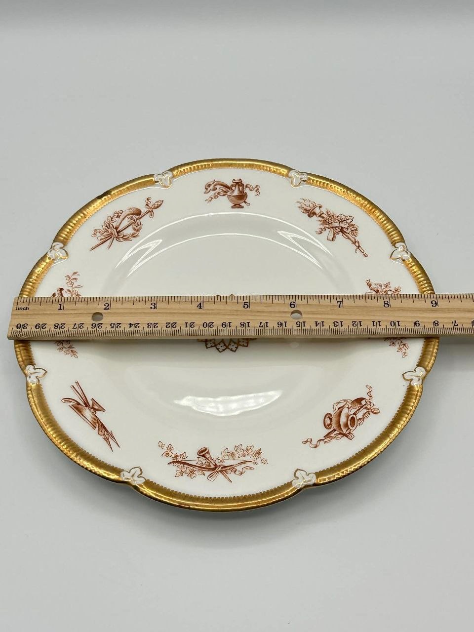 Set 4 Antique Victorian British Registered Design Plates 9″ Gilt c.1870s