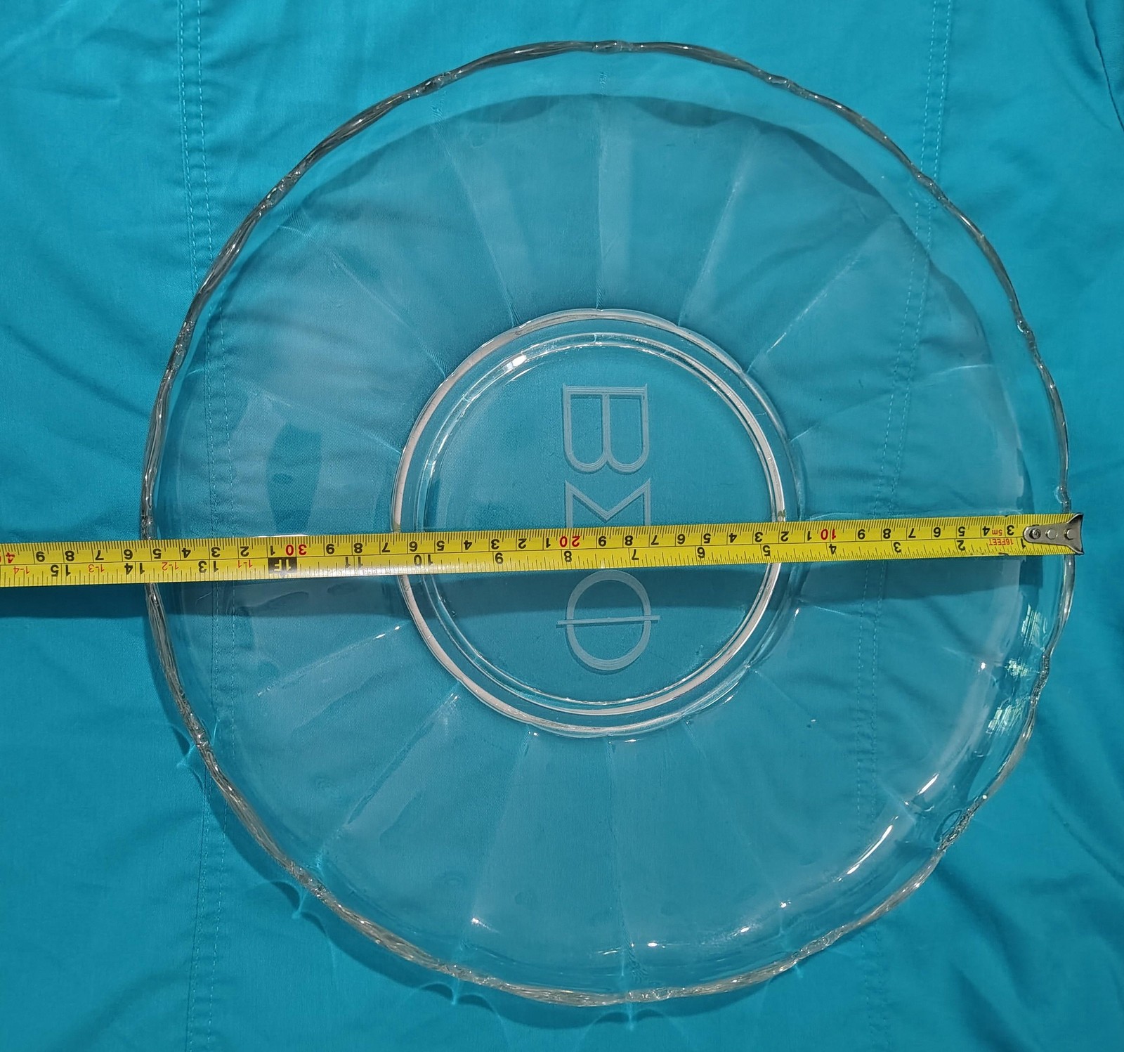 Vintage Beta Sigma Phi Glass Serving Plate 13.5″ Greek Sorority Engraved Decor 1