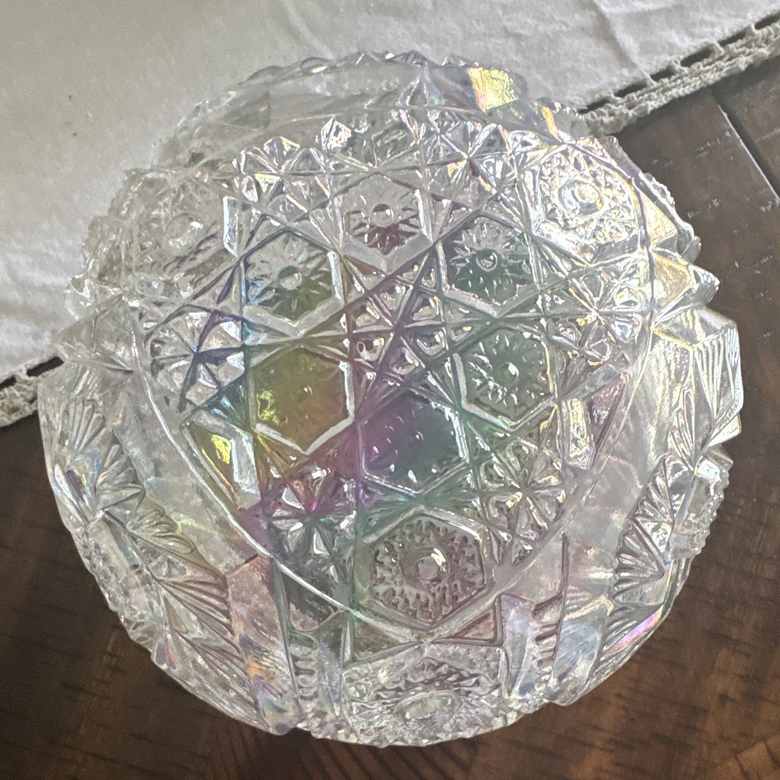 Opalescent crystal bowl. No signs of cracks or chips. One-Piece Set